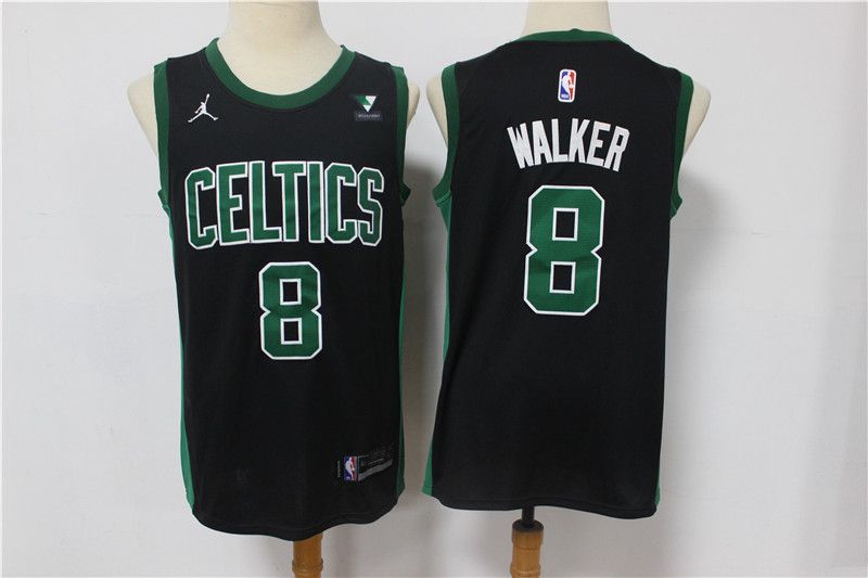 Men Boston Celtics 8 Walker Black With Jordan logo 2021 Game NBA Jersey